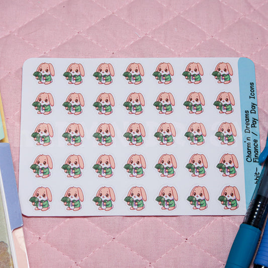 Rabbit Finance/ Pay Day Icon Planner Stickers