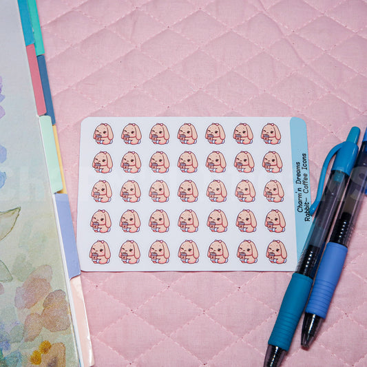 Rabbit Coffee Icon Planner Stickers