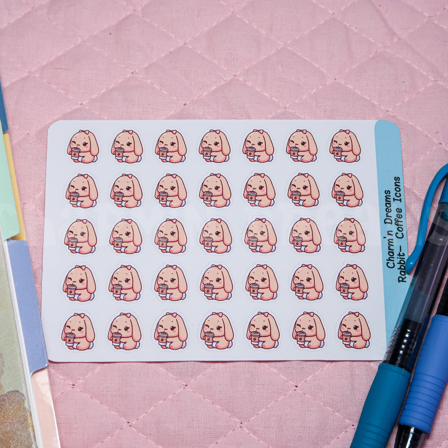 Rabbit Coffee Icon Planner Stickers