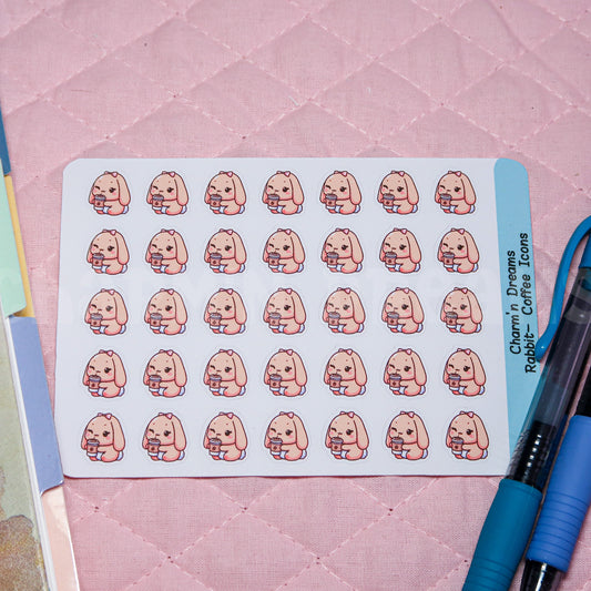 Rabbit Coffee Icon Planner Stickers