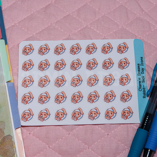 Rabbit Sick Day Icon Planner Stickers