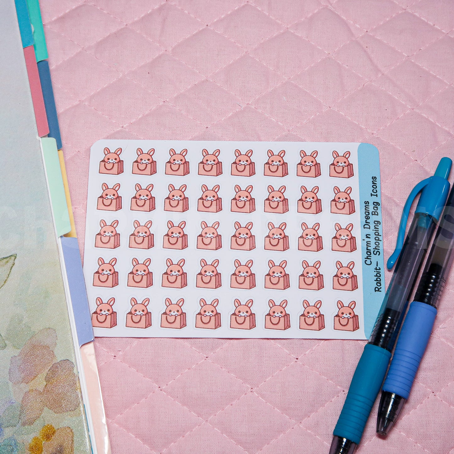 Rabbit Shopping Bag Icon Planner Stickers