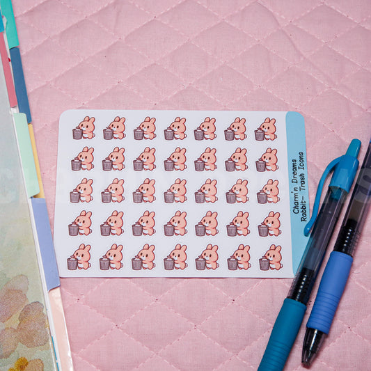 Rabbit Trash Day Icon Planner Stickers