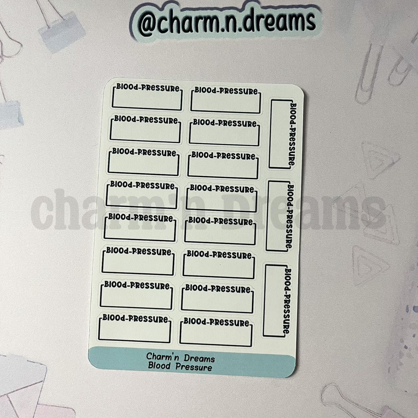 Blood Pressure Planner Stickers- Health/ Medical Tracking Black and White Planner Stickers - Charm'n Dreams