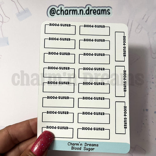 Blood Sugar Planner Stickers- Health/ Medical Tracking Black and White Planner Stickers - Charm'n Dreams
