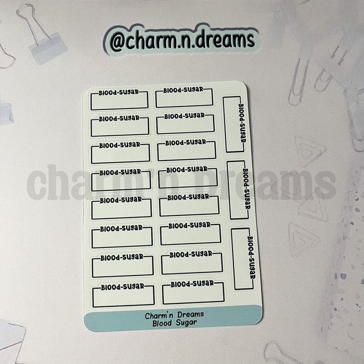 Blood Sugar Planner Stickers- Health/ Medical Tracking Black and White Planner Stickers - Charm'n Dreams