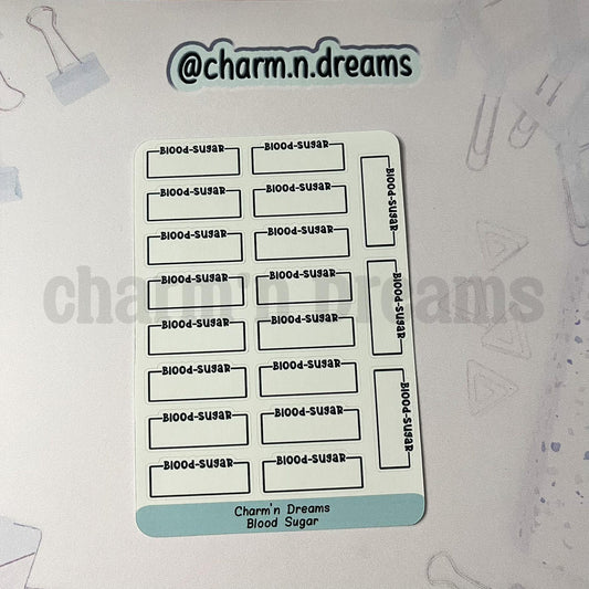 Blood Sugar Planner Stickers- Health/ Medical Tracking Black and White Planner Stickers - Charm'n Dreams