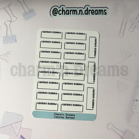 Calories Burned Planner Stickers- Health/ Medical Tracking/ Exercise Black and White Planner Stickers - Charm'n Dreams