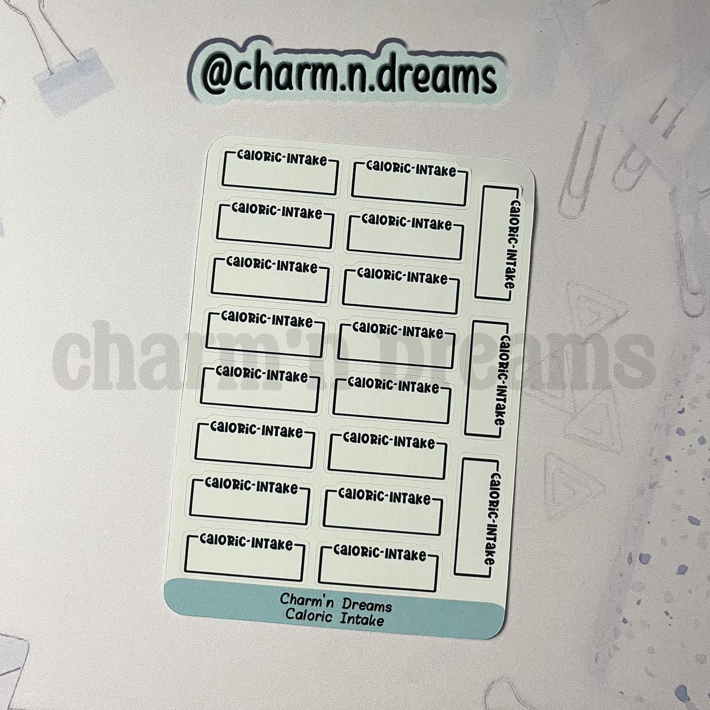 Caloric Intake Planner Stickers- Diet/ Health/ Medical Tracking/ Exercise Black and White Planner Stickers - Charm'n Dreams