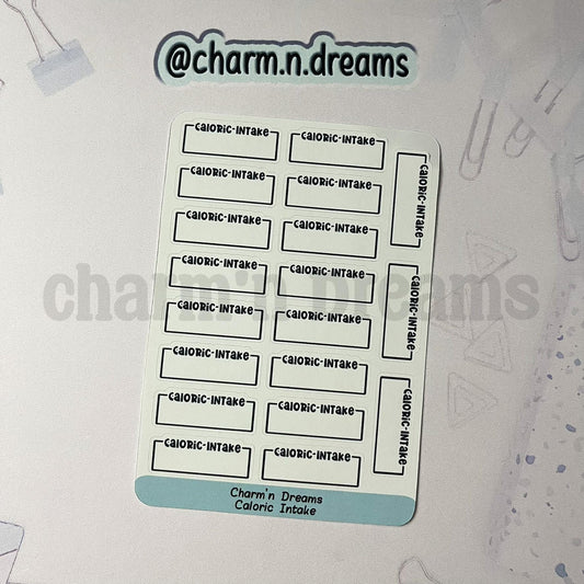 Caloric Intake Planner Stickers- Diet/ Health/ Medical Tracking/ Exercise Black and White Planner Stickers - Charm'n Dreams