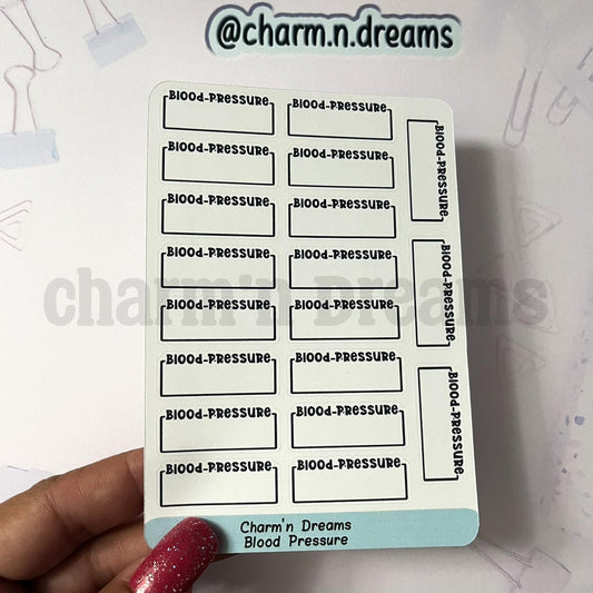 Blood Pressure Planner Stickers- Health/ Medical Tracking Black and White Planner Stickers - Charm'n Dreams