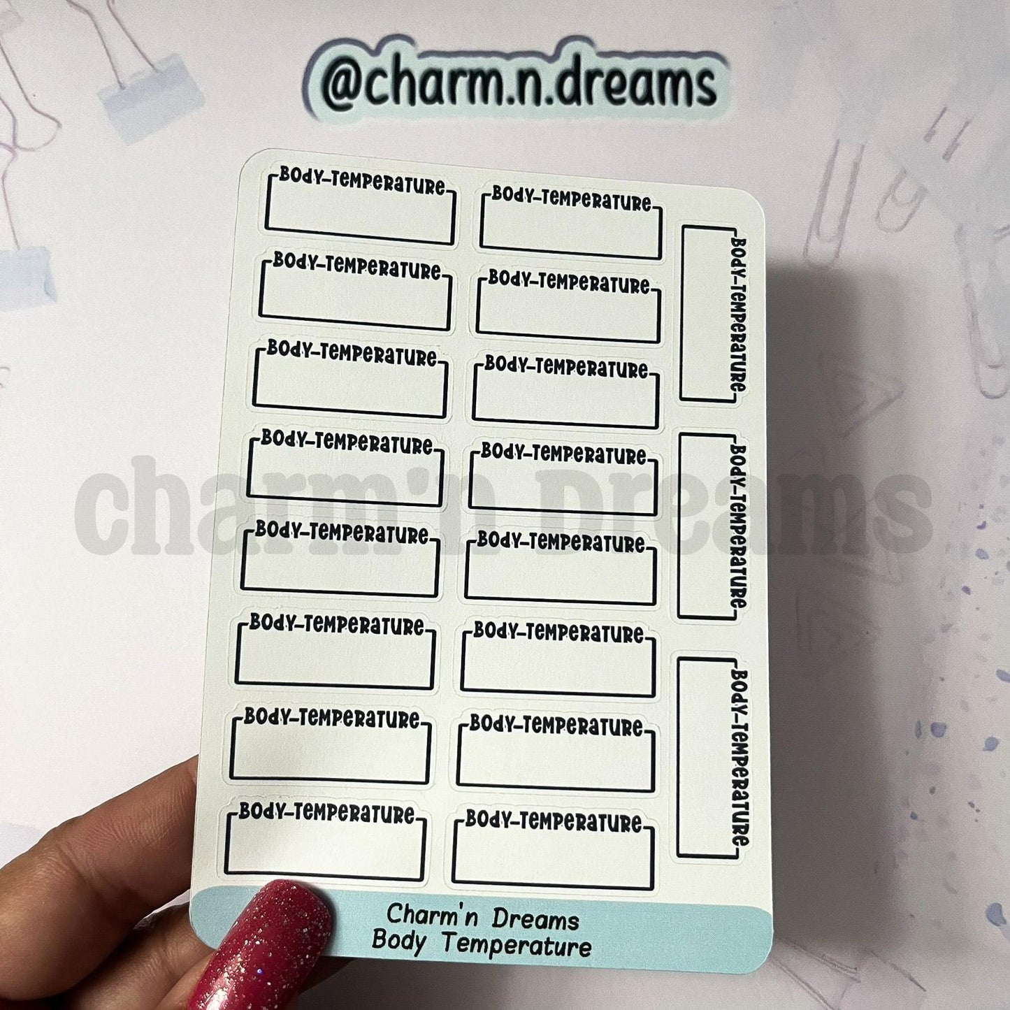 Body Temperature Planner Stickers- Health/ Medical Tracking Black and White Planner Stickers - Charm'n Dreams