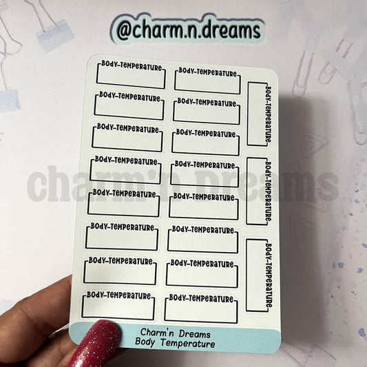 Body Temperature Planner Stickers- Health/ Medical Tracking Black and White Planner Stickers - Charm'n Dreams