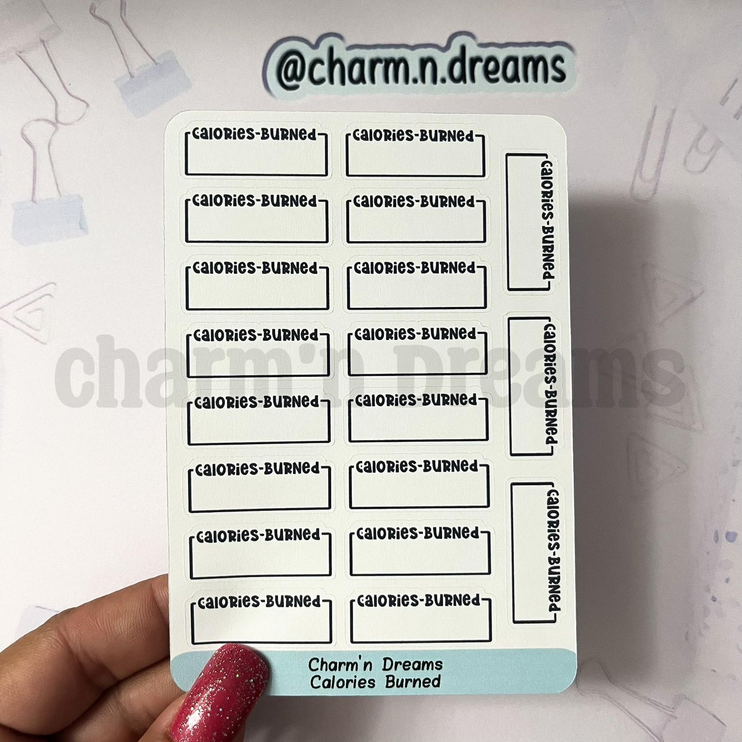 Calories Burned Planner Stickers- Health/ Medical Tracking/ Exercise Black and White Planner Stickers - Charm'n Dreams