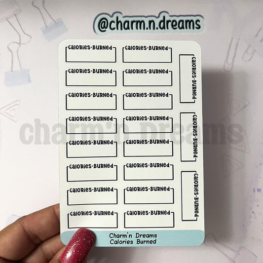 Calories Burned Planner Stickers- Health/ Medical Tracking/ Exercise Black and White Planner Stickers - Charm'n Dreams