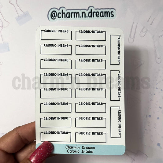 Caloric Intake Planner Stickers- Diet/ Health/ Medical Tracking/ Exercise Black and White Planner Stickers - Charm'n Dreams