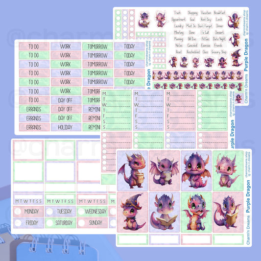 Purple Dragons Premium Planner Sticker Kit