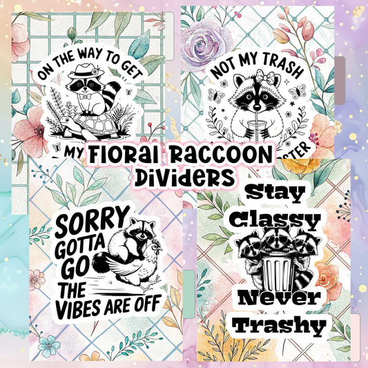Floral raccoon Dividers - Multiple Sizes