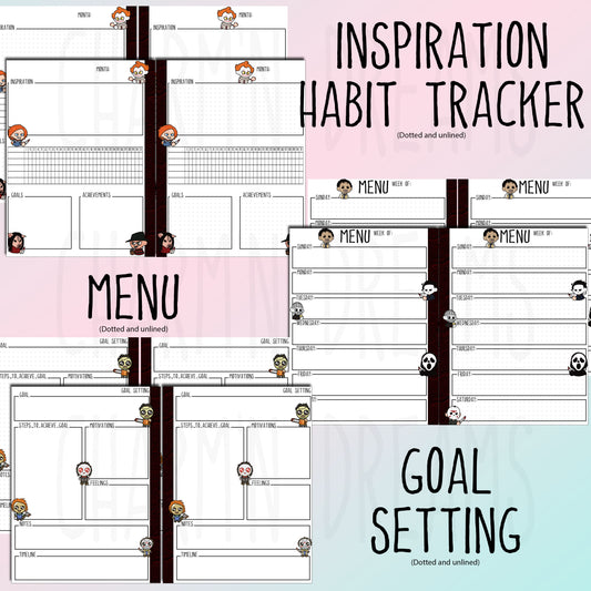 Spooky Chibi Printable Planner Pages- 7.25 x 9" - Digital Download