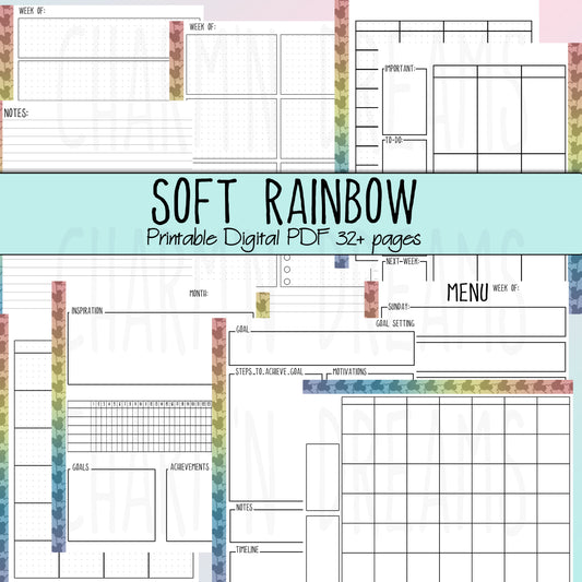 Mouse Soift Rainbow Printable Planner Pages- 7.25 x 9" - Digital Download