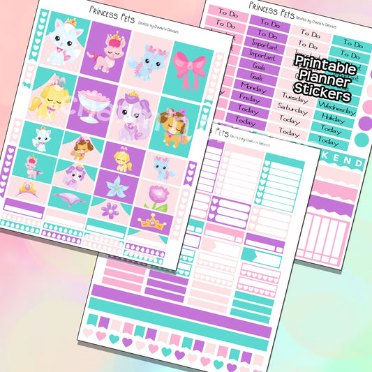 Princess Pets Planner Sticker Kit - Digital Download