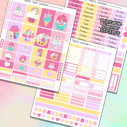 Sweet Treat Unicorn Planner Sticker Kit - Digital Download